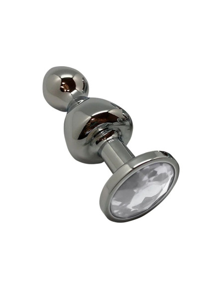 Серебристая анальная втулка Wooomy Lollypop M с прозрачным кристаллом - 9,4 см. Серебристая анальная втулка Wooomy Lollypop M с прозрачным кристаллом - 9,4 см.
