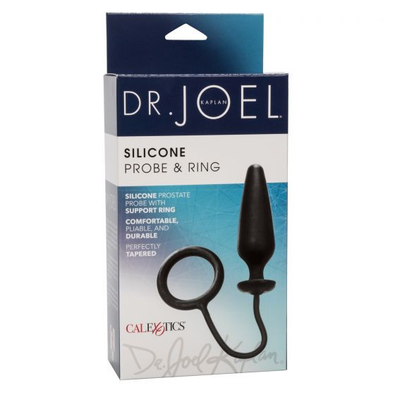 Черное эрекционное кольцо с анальной пробкой Dr. Joel Kaplan Silicone Probe & Ring