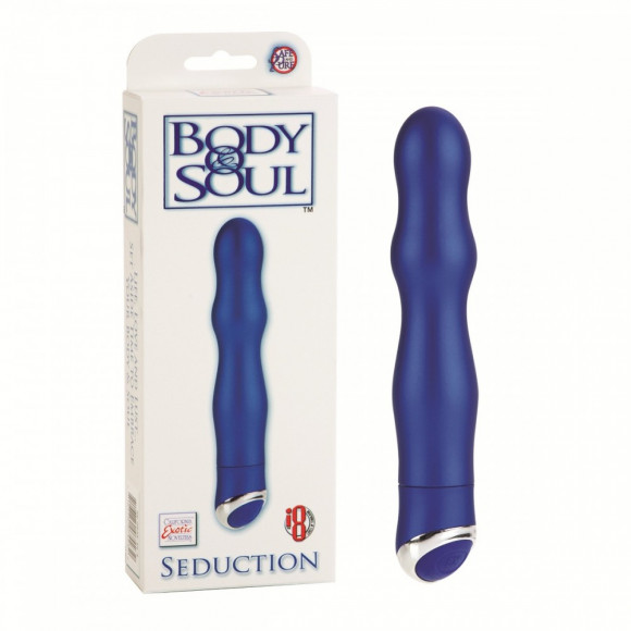 Синий волнистый вибратор Body & Soul Seduction - 18,5 см.