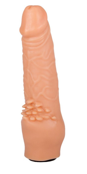 Телесная насадка-фаллос с шипами для массажа клитора - 18,5 см. Телесная насадка-фаллос с шипами для массажа клитора - 18,5 см.