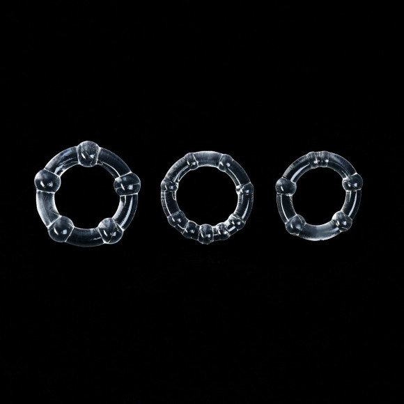Набор из 3 прозрачных рельефных эрекционных колец Набор из 3 прозрачных рельефных эрекционных колец