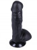 Черный вибратор-реалистик на присоске №5 с проводным пультом - 16 см.