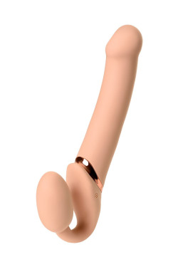 Телесный безремневой вибрострапон Vibrating Bendable Strap-On - size L Телесный безремневой вибрострапон Vibrating Bendable Strap-On - size L