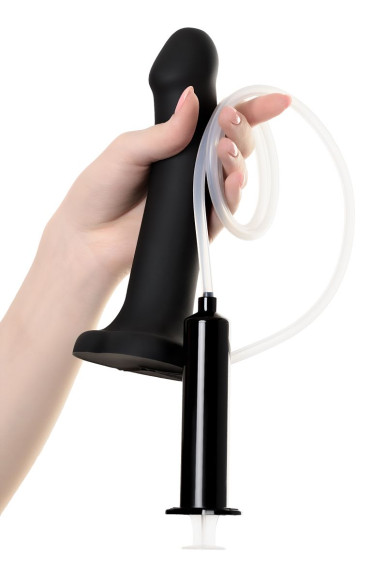 Черный фаллос с имитацией эякуляции Silicon Cum Dildo L - 19,6 см. Черный фаллос с имитацией эякуляции Silicon Cum Dildo L - 19,6 см.