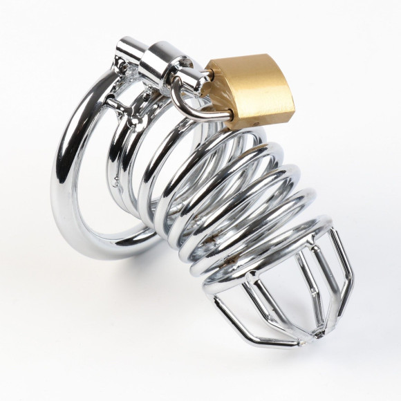 Серебристый мужской пояс верности «Клетка целомудрия № 3» Серебристый мужской пояс верности «Клетка целомудрия № 3»