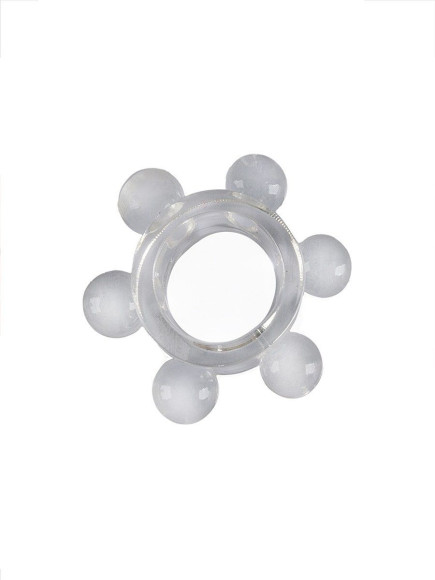 Прозрачное эластичное эрекционное кольцо с 6 шариками