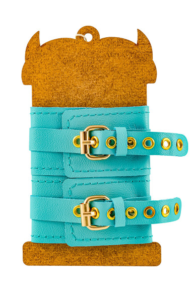 Голубые однослойные кожаные оковы