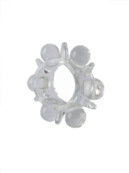 Прозрачное эрекционное кольцо с шариками и шипами