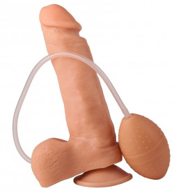 Фаллоимитатор-реалистик с грушей - 19 см. Фаллоимитатор-реалистик с грушей - 19 см.