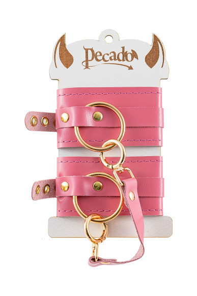 Розовые однослойные кожаные оковы