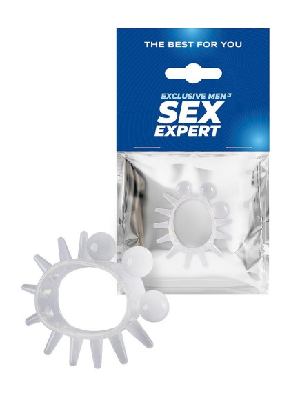 Эластичное эрекционное кольцо с шариками и лучами