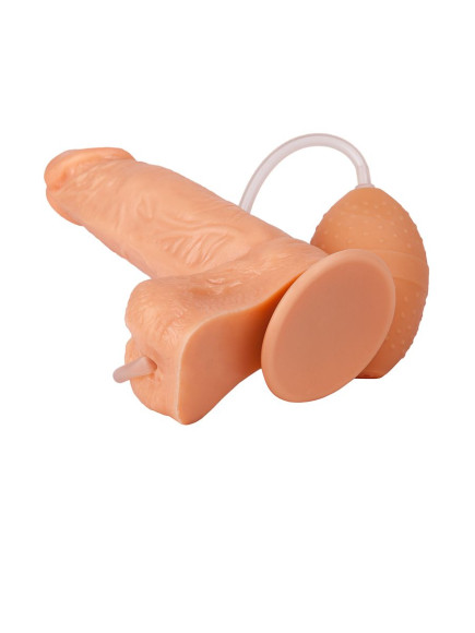 Фаллоимитатор-реалистик с грушей для имитации эякуляции - 16,5 см. Фаллоимитатор-реалистик с грушей для имитации эякуляции - 16,5 см.