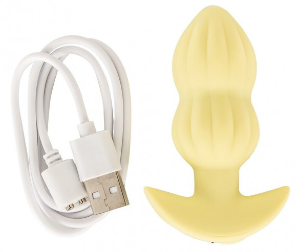 Желтая анальная пробка с вибрацией Cuties Vibrating Mini Butt Plug - 8 см. Желтая анальная пробка с вибрацией Cuties Vibrating Mini Butt Plug - 8 см.