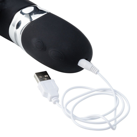 Черный реалистичный вибратор-кролик - 23 см. Черный реалистичный вибратор-кролик - 23 см.