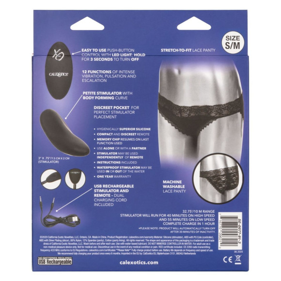 Черные кружевные трусики с вибромассажером Remote Control Panty Set S/M Черные кружевные трусики с вибромассажером Remote Control Panty Set S/M