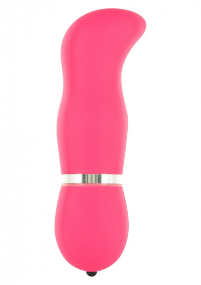 Розовый вибромассажер с заннутым кончиком FUNKY VIBELICIOUS G SPOT - 12 см.