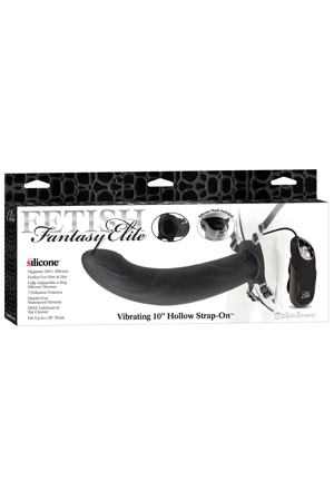 Полый универсальный страпон с вибрацией Hollow Strap-On - 25 см.