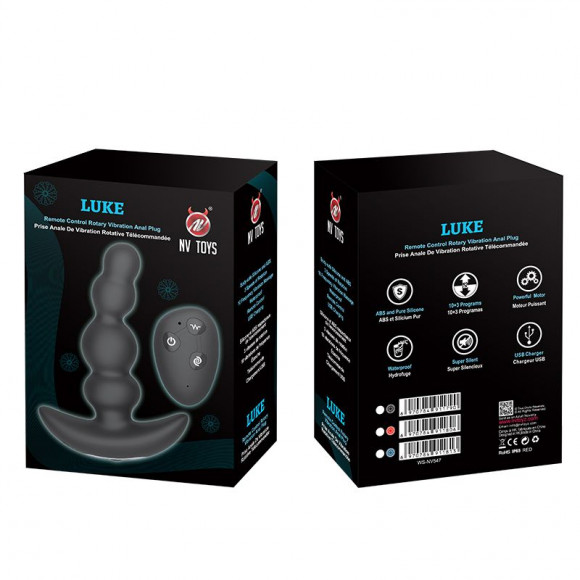 Черная виброёлочка с ротацией и пультом ДУ Luke - 13,3 см. Черная виброёлочка с ротацией и пультом ДУ Luke - 13,3 см.