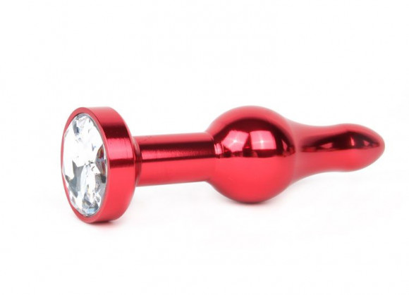 Удлиненная шарикообразная красная анальная втулка с прозрачным кристаллом - 10,3 см. Удлиненная шарикообразная красная анальная втулка с прозрачным кристаллом - 10,3 см.