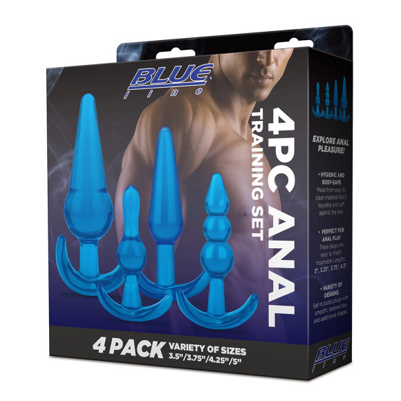 Тренировочный набор из 4 голубых анальных плагов Anal Training Set Тренировочный набор из 4 голубых анальных плагов Anal Training Set