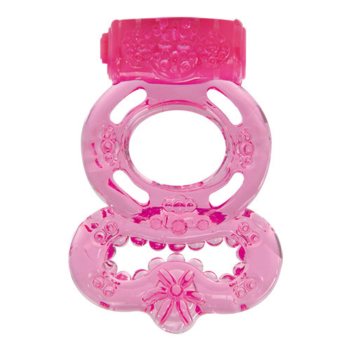 Розовое эрекционное виброкольцо VIBRATING COCK RING FREAK OUT