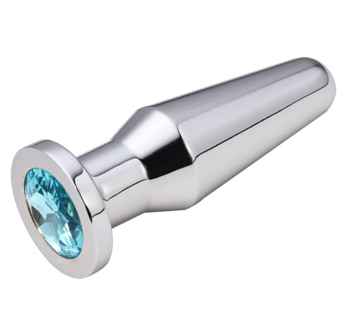 Серебристая втулка с голубым кристаллом - 10,2 см.