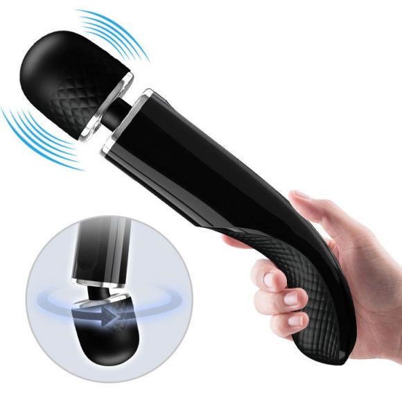 Черный мощный жезловый вибратор с изогнутой ручкой Charming Massager - 24 см. Черный мощный жезловый вибратор с изогнутой ручкой Charming Massager - 24 см.