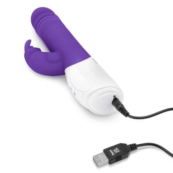 Фиолетовый пульсирующий вибромассажер G-Spot Thrusting Rabbit - 24 см. Фиолетовый пульсирующий вибромассажер G-Spot Thrusting Rabbit - 24 см.