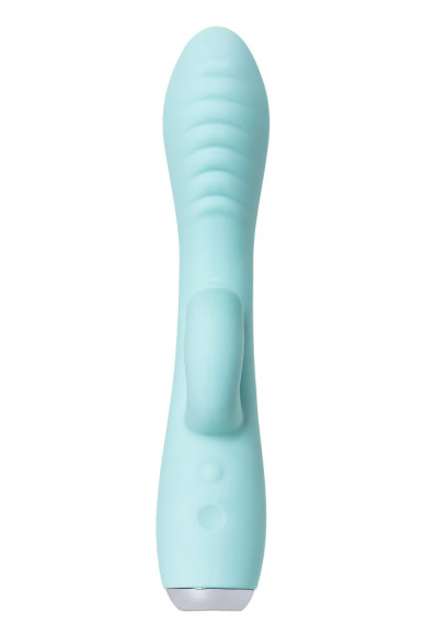 Мятный вибратор с клиторальным стимулятором MILO - 20 см. Мятный вибратор с клиторальным стимулятором MILO - 20 см.