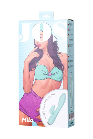 Мятный вибратор с клиторальным стимулятором MILO - 20 см. Мятный вибратор с клиторальным стимулятором MILO - 20 см.