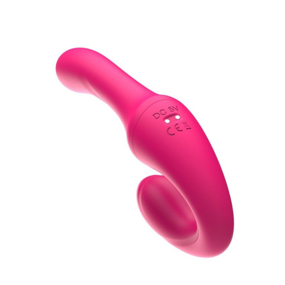 Розовый вибратор с клиторальным отростком и пультом ДУ- 19,6 см. Розовый вибратор с клиторальным отростком и пультом ДУ- 19,6 см.