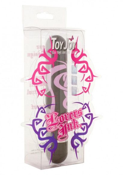 Чёрный вибратор с принтом Lovers Ink Tattoo - 11,5 см. Чёрный вибратор с принтом Lovers Ink Tattoo - 11,5 см.