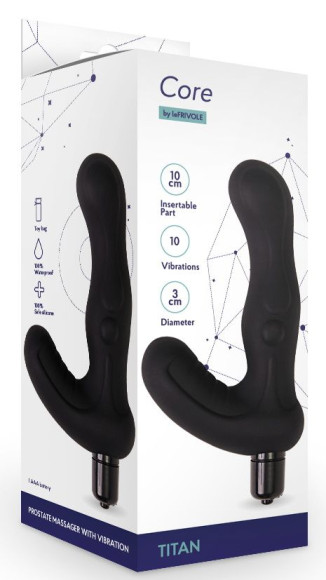 Черный вибромассажер простаты Titan - 15 см. Черный вибромассажер простаты Titan - 15 см.