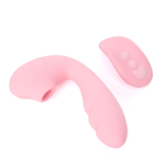 Розовый вибратор Tara с вакуумной стимуляцией и пультом ДУ Розовый вибратор Tara с вакуумной стимуляцией и пультом ДУ