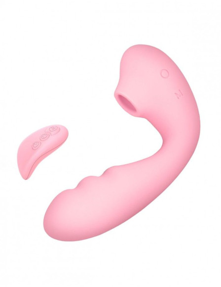 Розовый вибратор Tara с вакуумной стимуляцией и пультом ДУ Розовый вибратор Tara с вакуумной стимуляцией и пультом ДУ