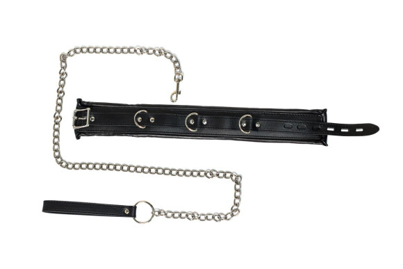Черный ошейник Fetish с поводком Черный ошейник Fetish с поводком
