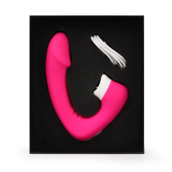Розовый вибромассажёр с клиторальной стимуляцией Розовый вибромассажёр с клиторальной стимуляцией