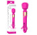 Розовый двусторонний wand-вибратор с функцией фингеринга - 26 см.