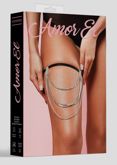 Оригинальная подвязка на ногу с цепочками из кристаллов Оригинальная подвязка на ногу с цепочками из кристаллов