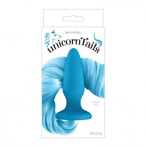 Голубая анальная пробка с голубым хвостом Unicorn Tails Pastel Blue Голубая анальная пробка с голубым хвостом Unicorn Tails Pastel Blue