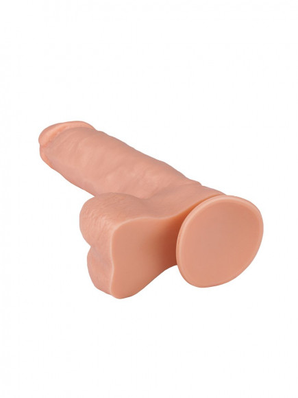 Реалистичный гелевый дилдо с мошонкой и присоской - 21 см. Реалистичный гелевый дилдо с мошонкой и присоской - 21 см.