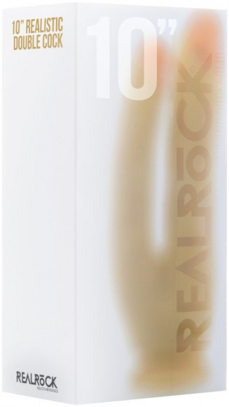 Телесный анально-вагинальный фаллоимитатор Realistic Double Cock 10 Inch - 25,5 см.